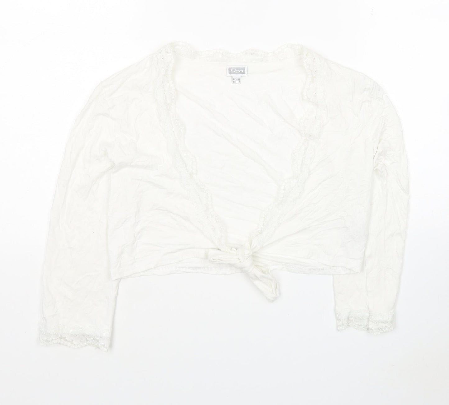 Womens UK Size 12 Etam White Cropped T-Shirt