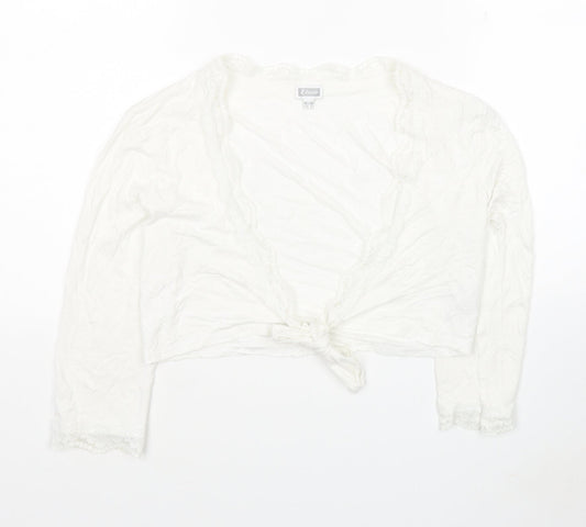 Womens UK Size 12 Etam White Cropped T-Shirt