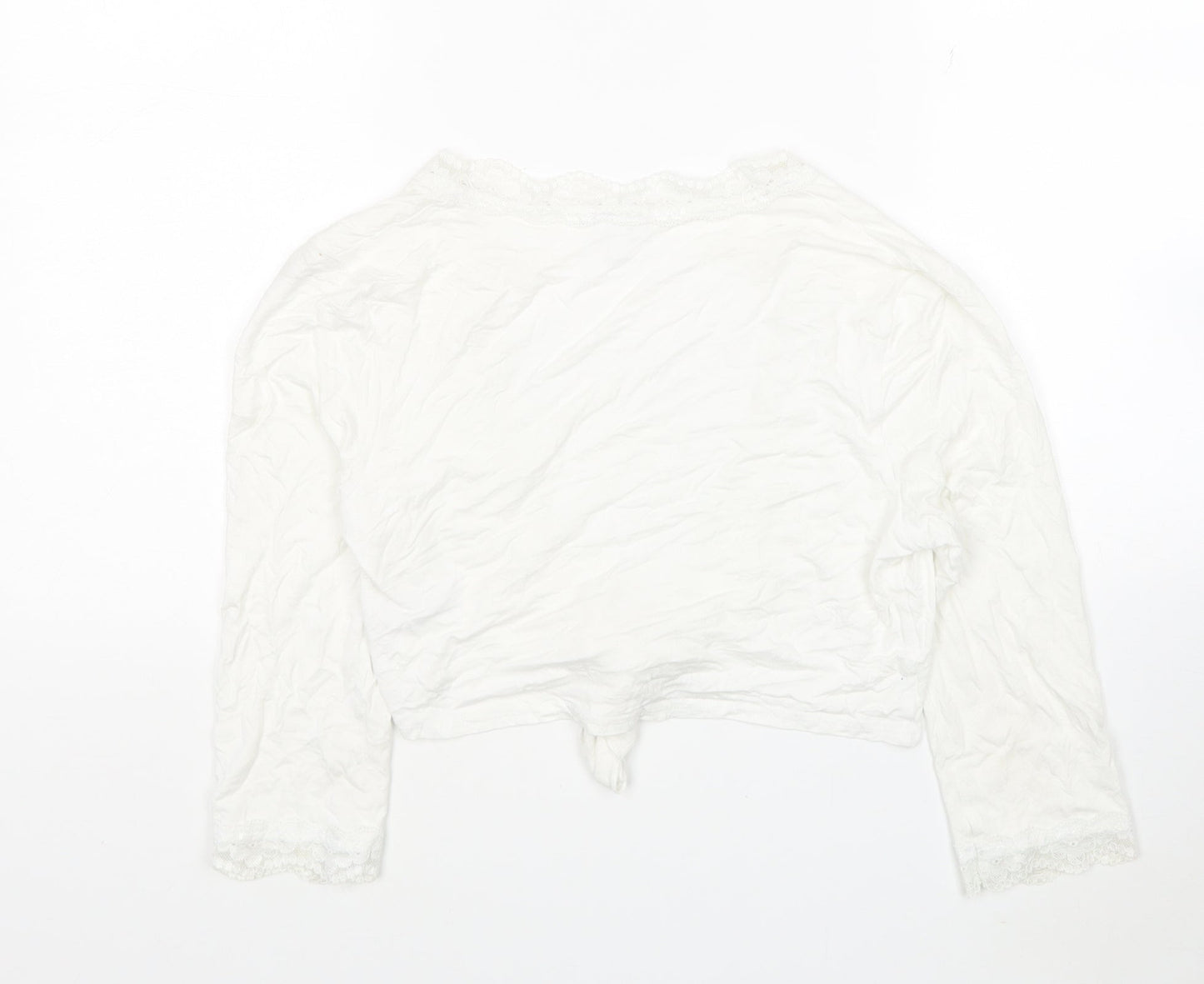 Womens UK Size 12 Etam White Cropped T-Shirt