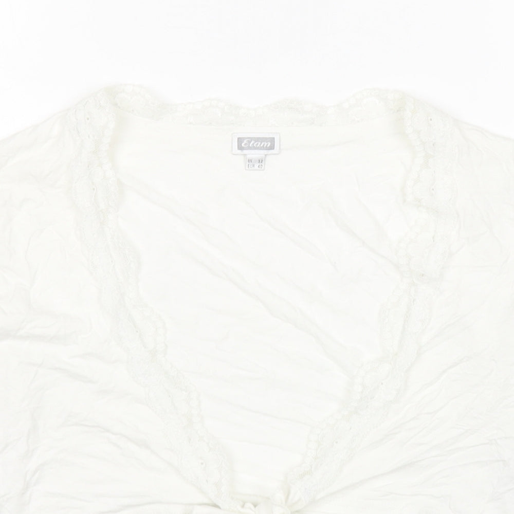 Womens UK Size 12 Etam White Cropped T-Shirt