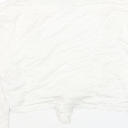 Womens UK Size 12 Etam White Cropped T-Shirt