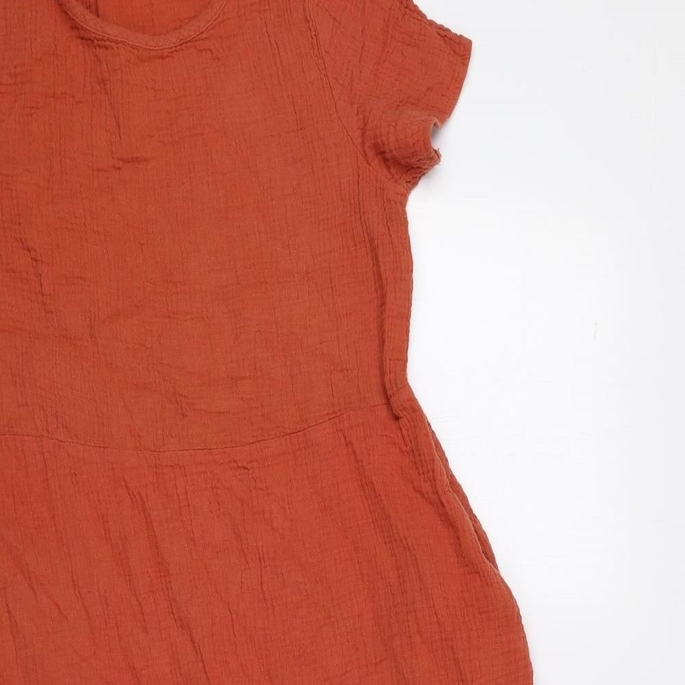 Yidarton Womens Orange Cotton A-Line Size M Round Neck Pullover