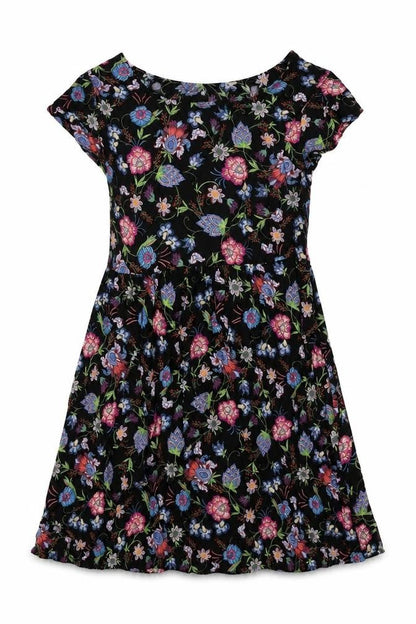 Brave Soul Womens Black Floral Viscose A-Line Size XS Round Neck Pullover