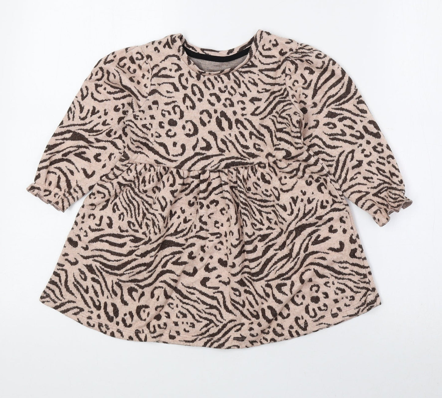 Matalan Brown Animal Print Polyester A-Line Size 18-24 Months Round Neck Pullover - Tiger Print