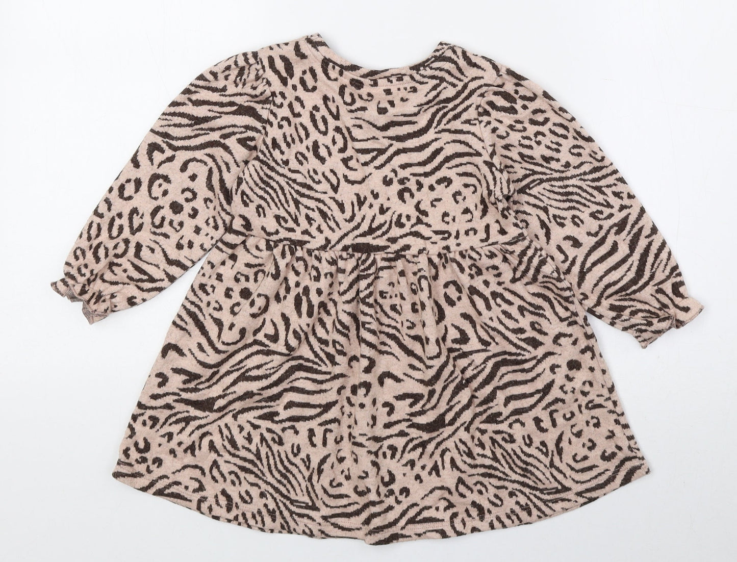 Matalan Brown Animal Print Polyester A-Line Size 18-24 Months Round Neck Pullover - Tiger Print