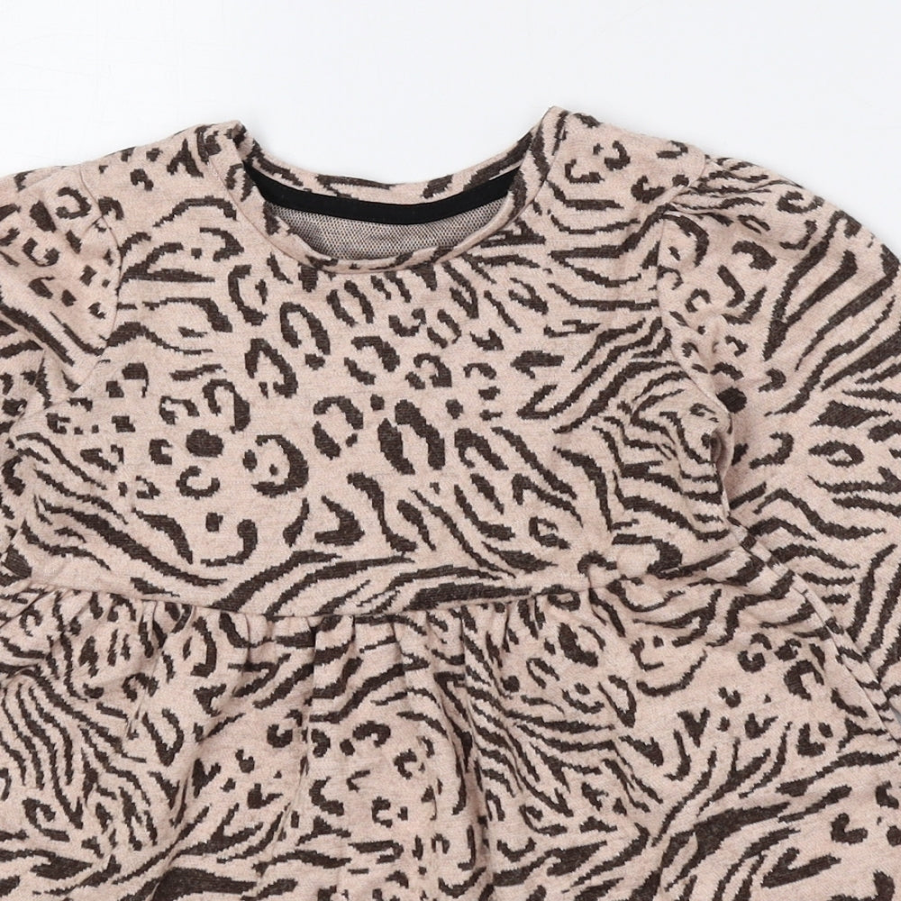 Matalan Brown Animal Print Polyester A-Line Size 18-24 Months Round Neck Pullover - Tiger Print