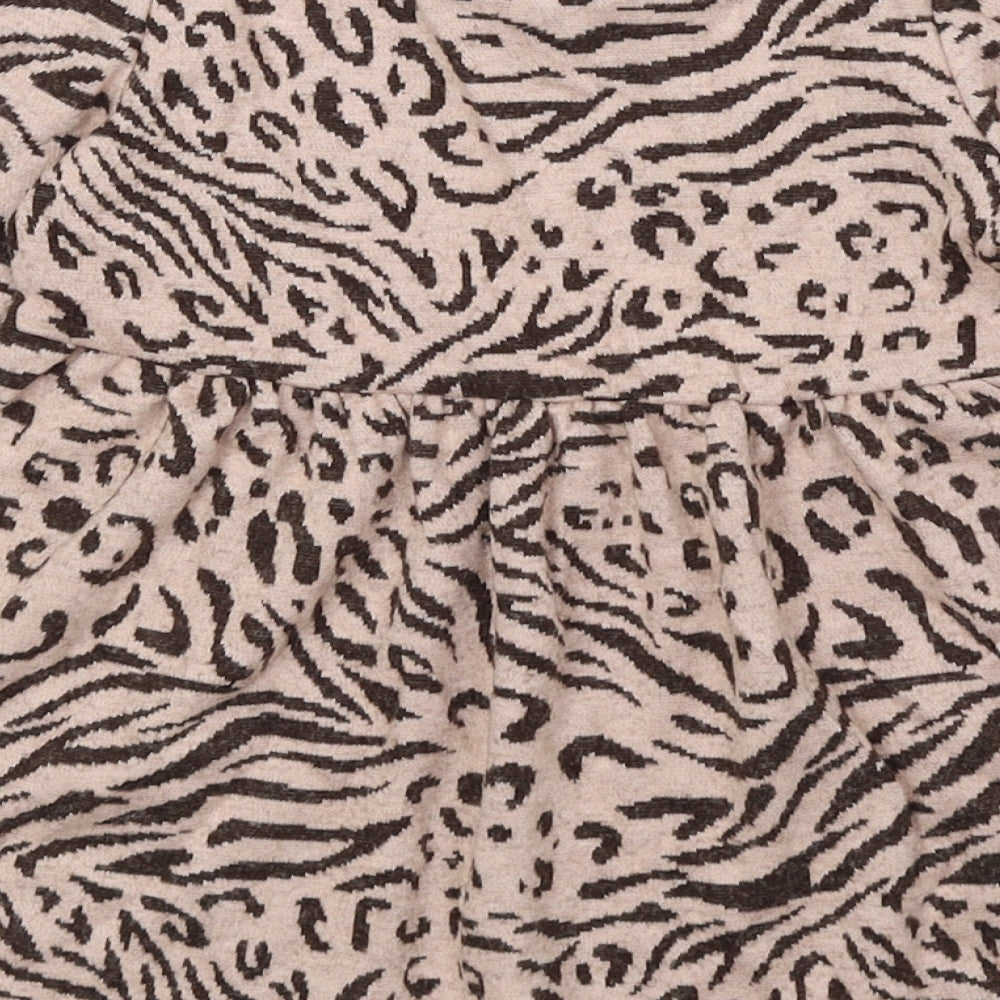 Matalan Brown Animal Print Polyester A-Line Size 18-24 Months Round Neck Pullover - Tiger Print