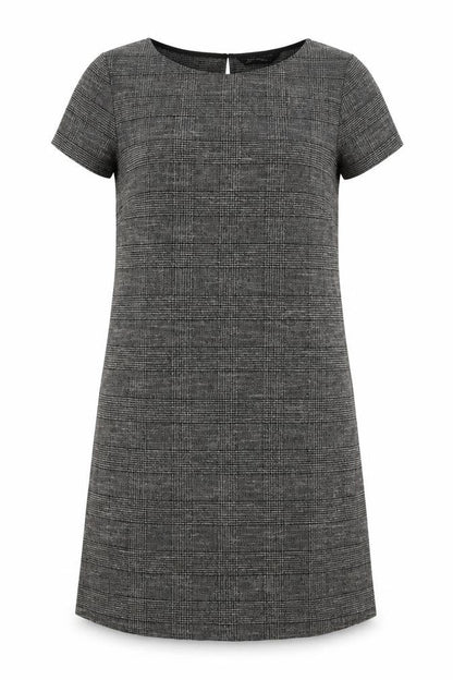 Zara Womens Grey Plaid Viscose Shift Size L Boat Neck Button