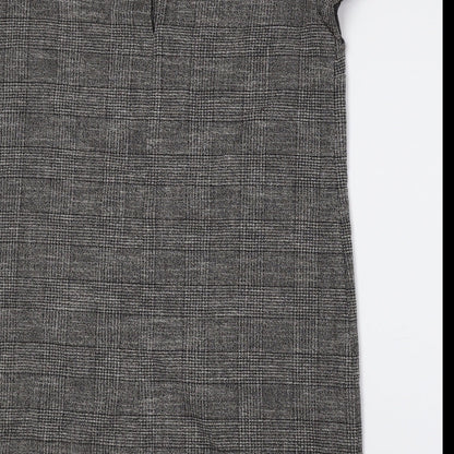 Zara Womens Grey Plaid Viscose Shift Size L Boat Neck Button