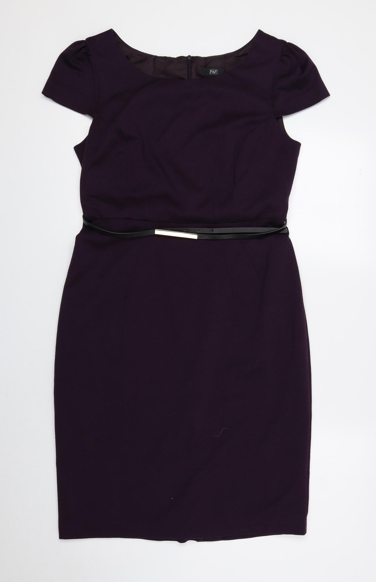 F&F Womens Purple Polyester A-Line Size 12 Round Neck Zip