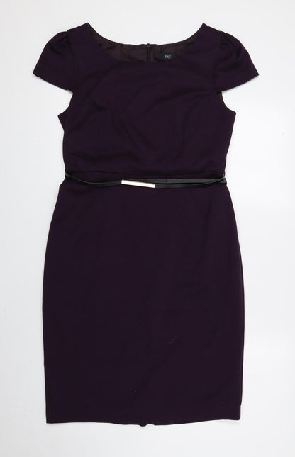 F&F Womens Purple Polyester A-Line Size 12 Round Neck Zip