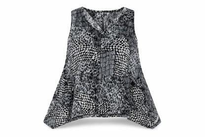 Tina Taylor Womens Black Animal Print Polyester Basic Tank Size XL V-Neck
