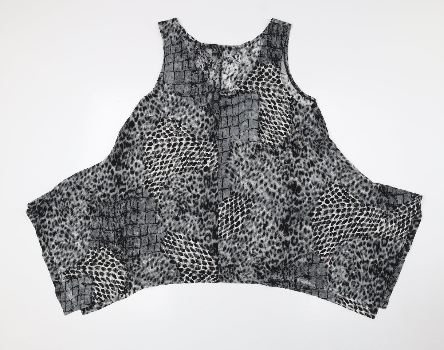 Tina Taylor Womens Black Animal Print Polyester Basic Tank Size XL V-Neck