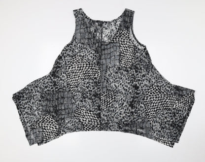Tina Taylor Womens Black Animal Print Polyester Basic Tank Size XL V-Neck