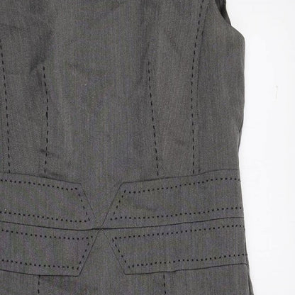 Marks and Spencer Womens Grey Polyester Pencil Dress Size 12 Square Neck Zip - Slit