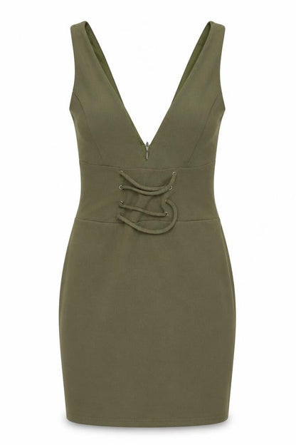 New Look Womens Green Polyester Mini Size 8 V-Neck Pullover