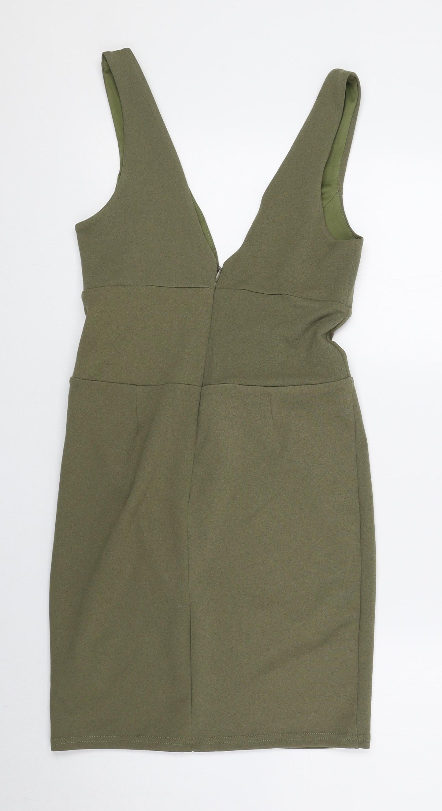 New Look Womens Green Polyester Mini Size 8 V-Neck Pullover