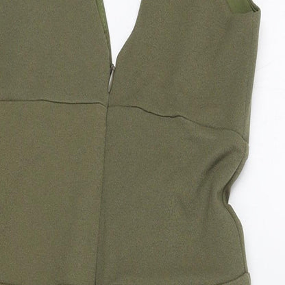 New Look Womens Green Polyester Mini Size 8 V-Neck Pullover