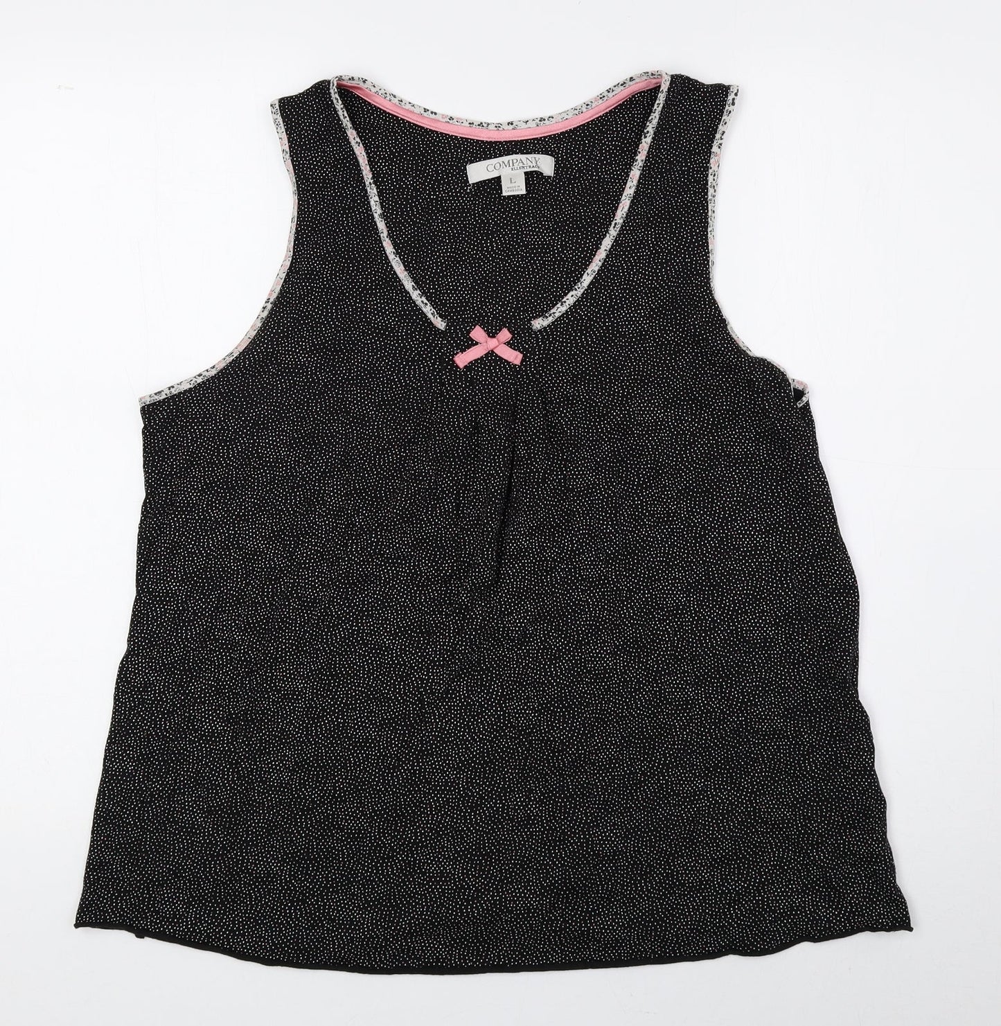 Company Ellen Tracy Womens Black Polka Dot Cotton Basic Blouse Size L Scoop Neck