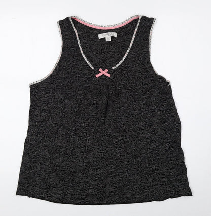 Company Ellen Tracy Womens Black Polka Dot Cotton Basic Blouse Size L Scoop Neck