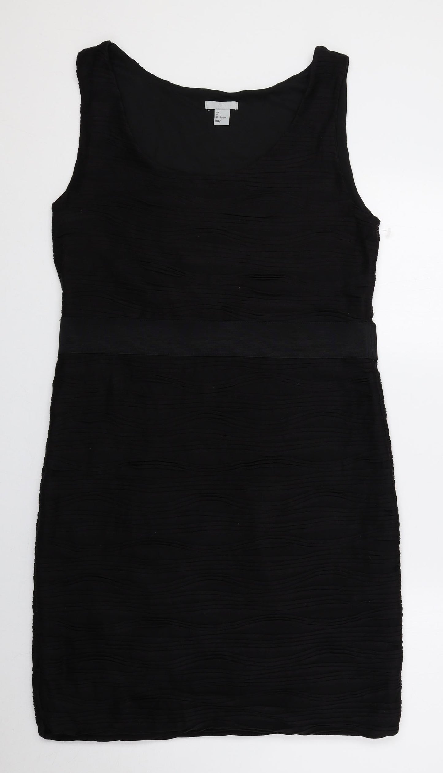 H&M Womens Black Polyester A-Line Size L Scoop Neck Pullover