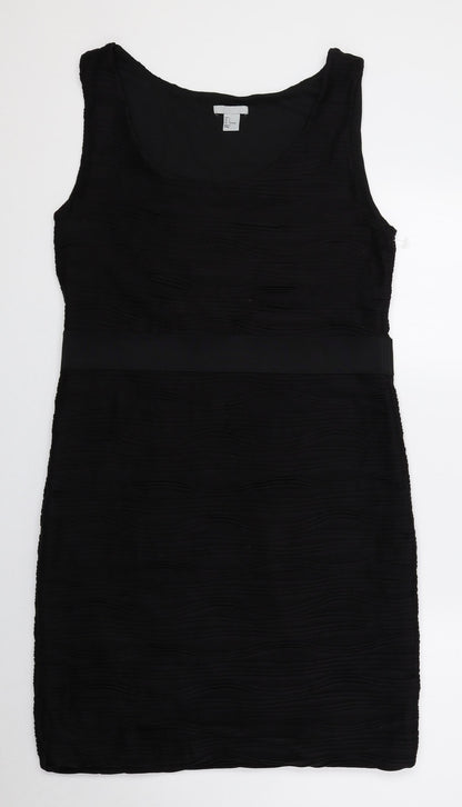 H&M Womens Black Polyester A-Line Size L Scoop Neck Pullover