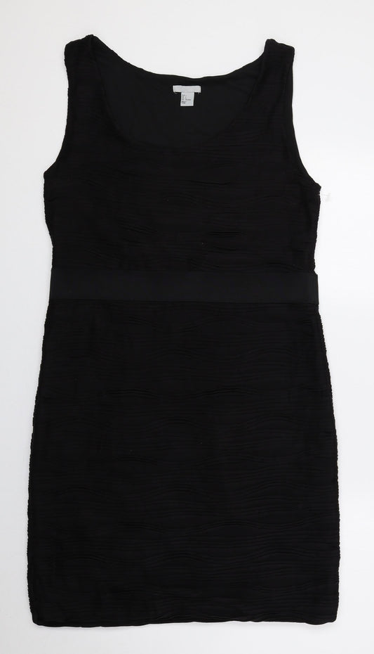 H&M Womens Black Polyester A-Line Size L Scoop Neck Pullover