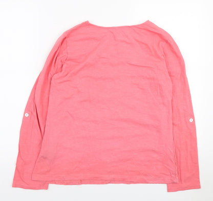 Beacan Cove Womens Pink Polyester Basic Blouse Size M Round Neck - Lace Front