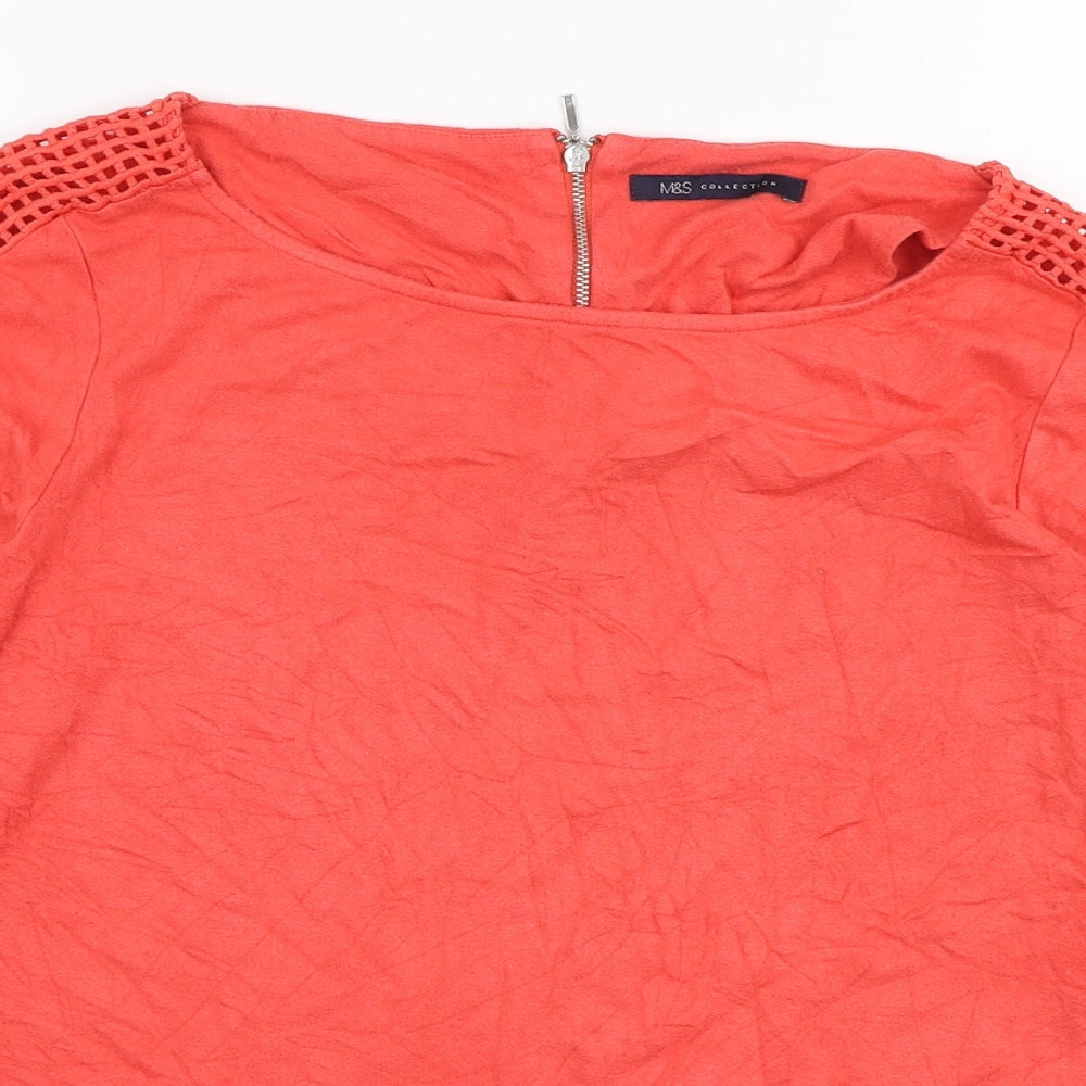 Womens UK Size 10 Marks and Spencer Orange Basic Blouse