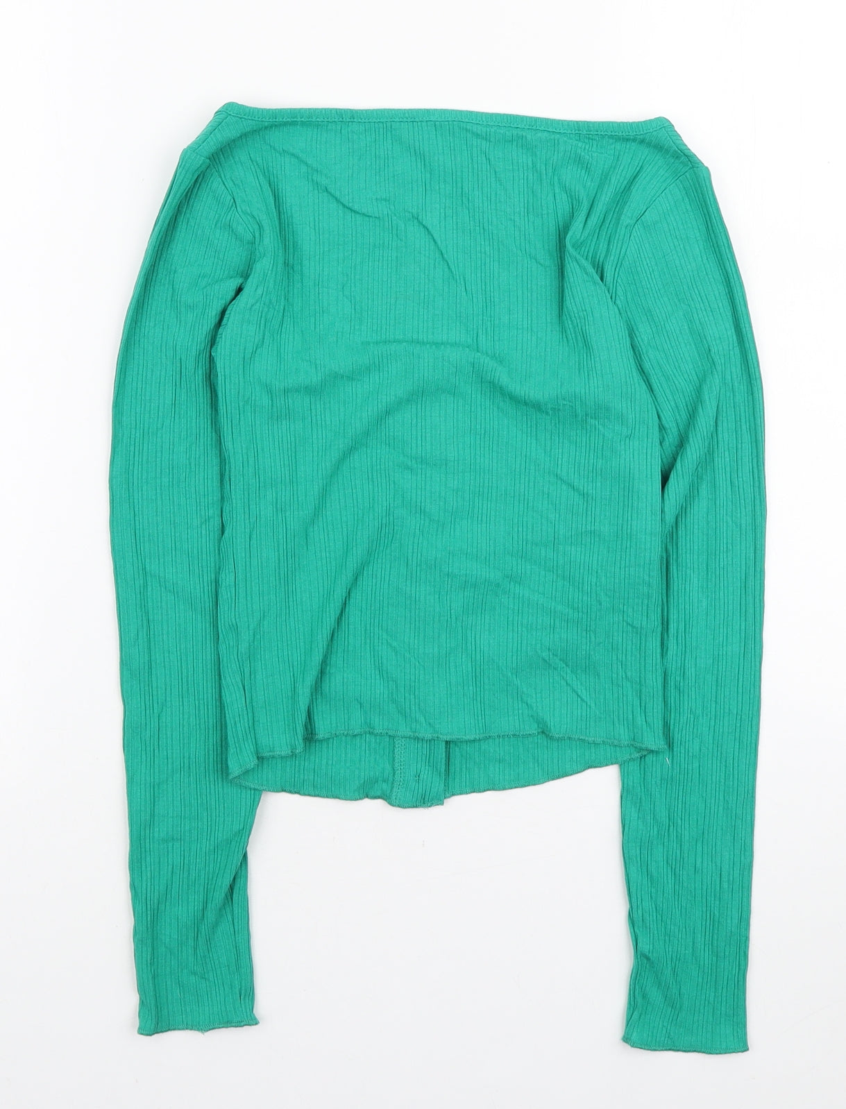 Womens UK Size XS Dunnes Stores Green Cropped Button-Up