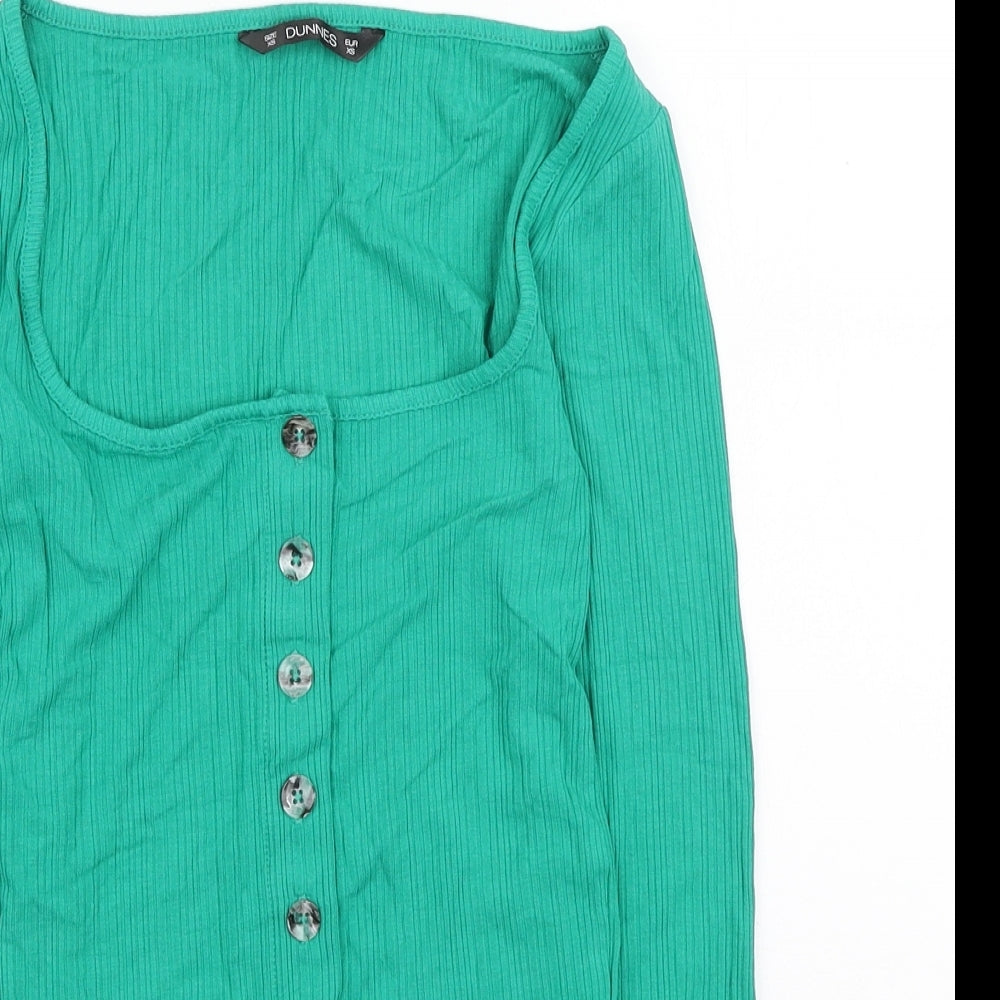 Womens UK Size XS Dunnes Stores Green Cropped Button-Up