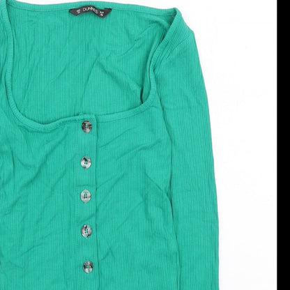 Womens UK Size XS Dunnes Stores Green Cropped Button-Up