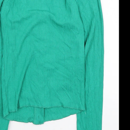 Womens UK Size XS Dunnes Stores Green Cropped Button-Up
