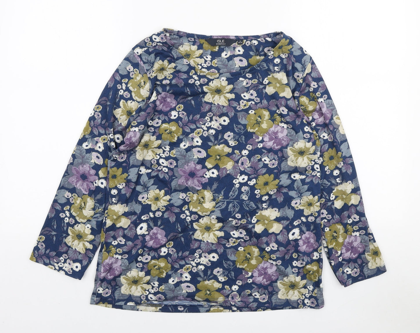 EWM Womens Multicoloured Floral Polyester Basic Blouse Size S Boat Neck