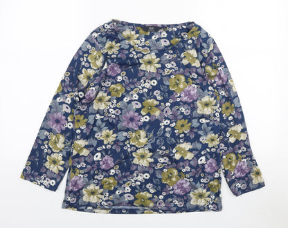 EWM Womens Multicoloured Floral Polyester Basic Blouse Size S Boat Neck