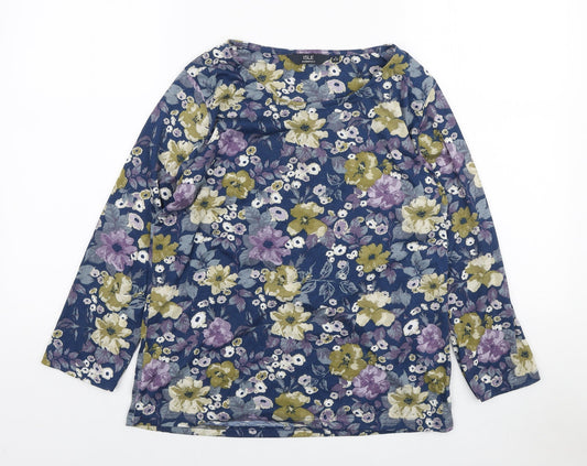 EWM Womens Multicoloured Floral Polyester Basic Blouse Size S Boat Neck