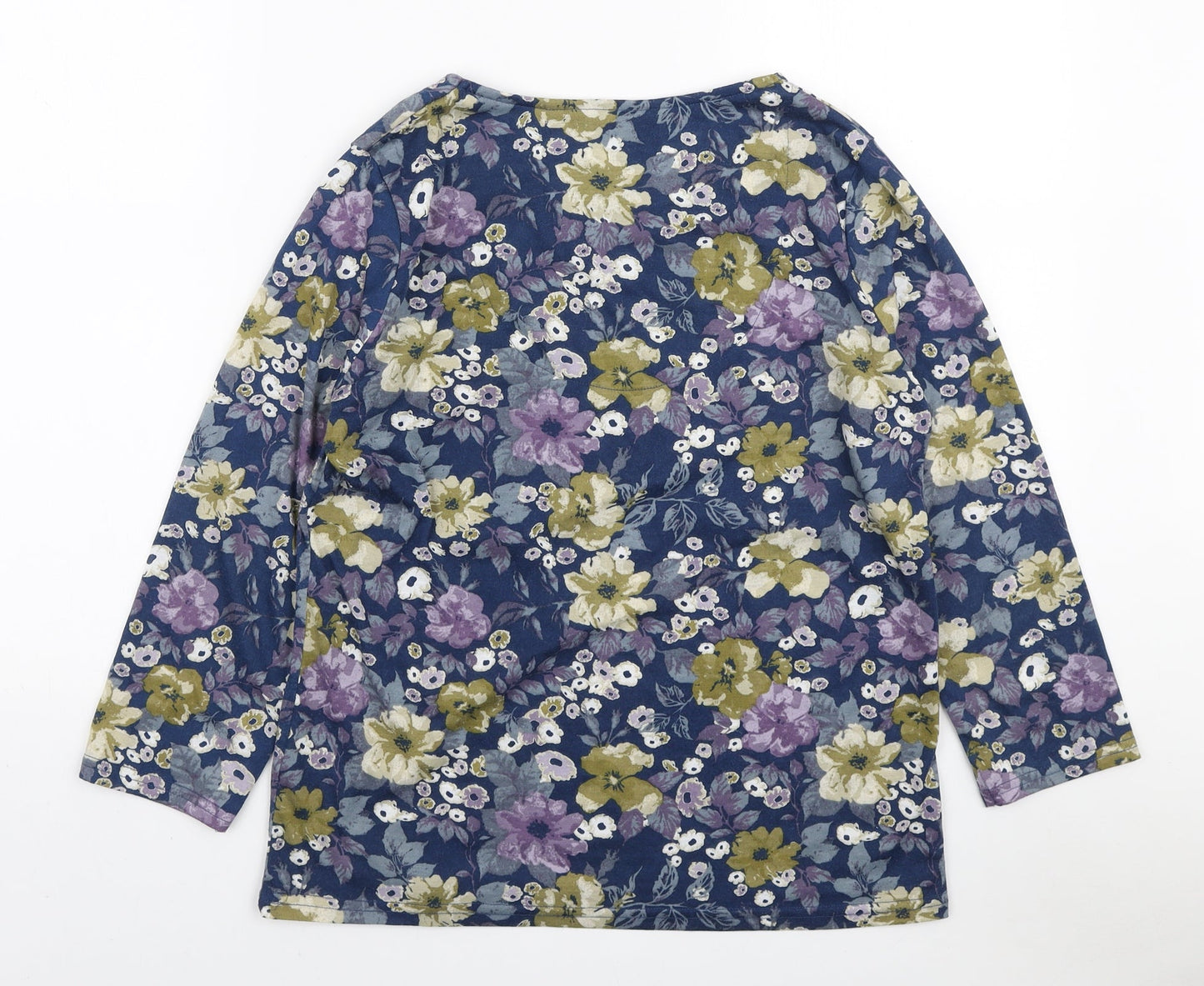 EWM Womens Multicoloured Floral Polyester Basic Blouse Size S Boat Neck
