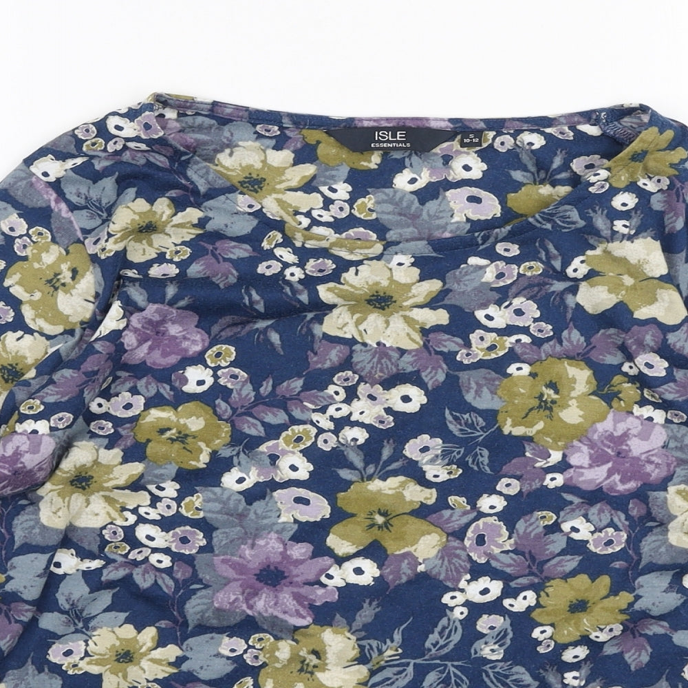 EWM Womens Multicoloured Floral Polyester Basic Blouse Size S Boat Neck