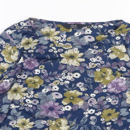 EWM Womens Multicoloured Floral Polyester Basic Blouse Size S Boat Neck