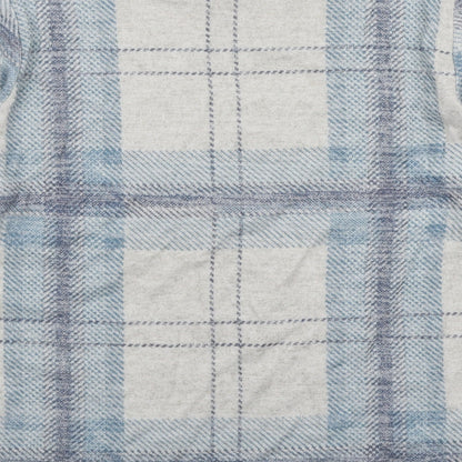 Preworn Womens Blue Plaid Polyester Pullover Sweatshirt Size 14 Pullover