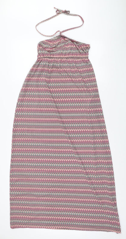 Preworn Womens Multicoloured Geometric Polyester Maxi Size M Halter Pullover
