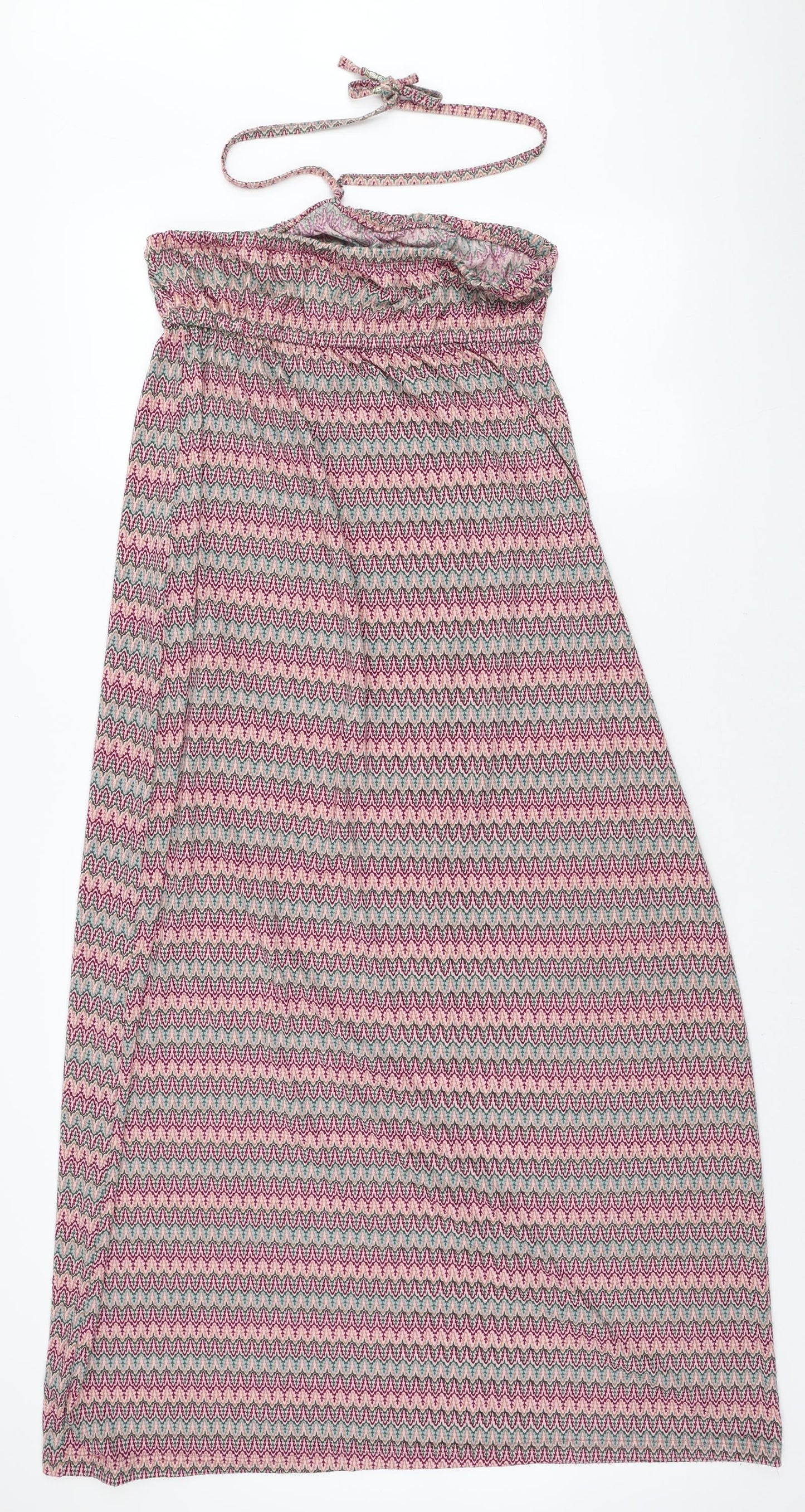 Preworn Womens Multicoloured Geometric Polyester Maxi Size M Halter Pullover