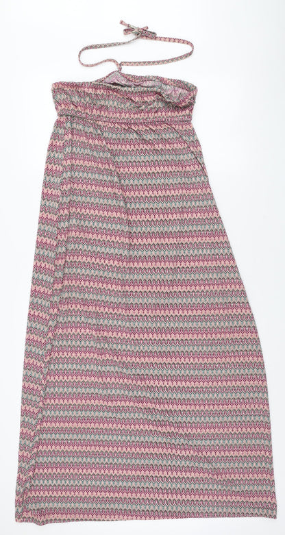 Preworn Womens Multicoloured Geometric Polyester Maxi Size M Halter Pullover