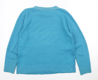 Womens UK Size S Pure & Natural Blue Pullover Jumper