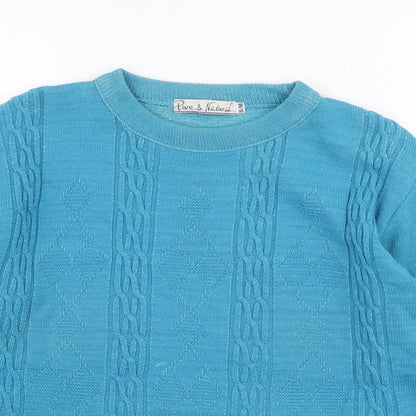 Womens UK Size S Pure & Natural Blue Pullover Jumper
