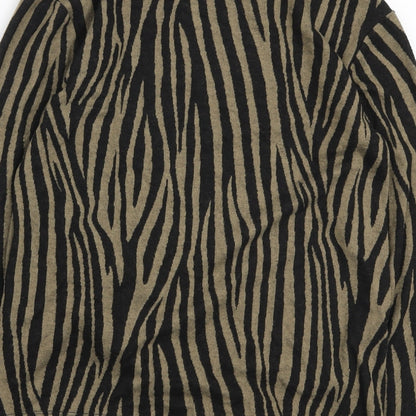F&F Womens Brown Boat Neck Animal Print Polyester Pullover Jumper Size 12 - Knot Side Detail
