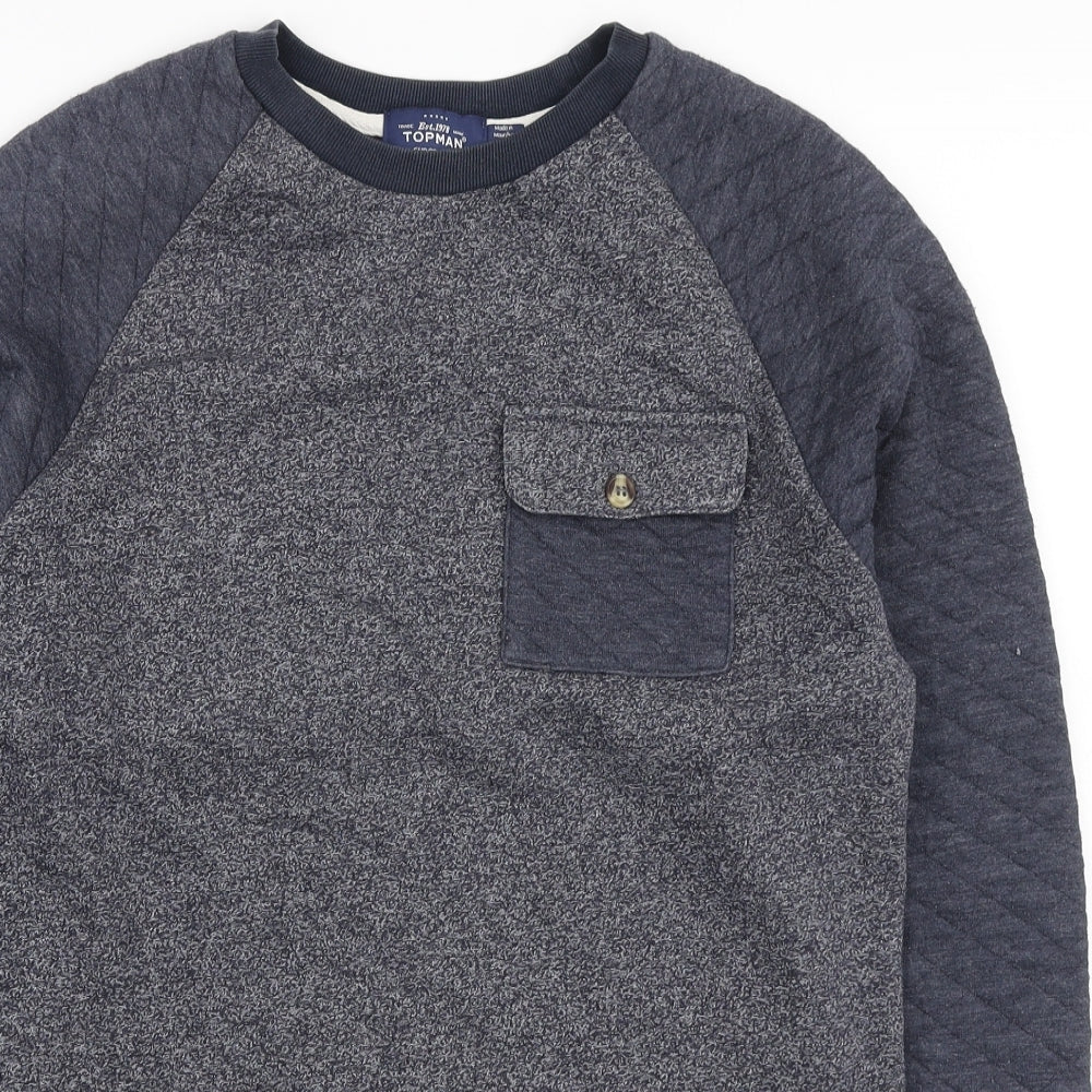 Topman Mens Blue Polyester Pullover Sweatshirt Size M