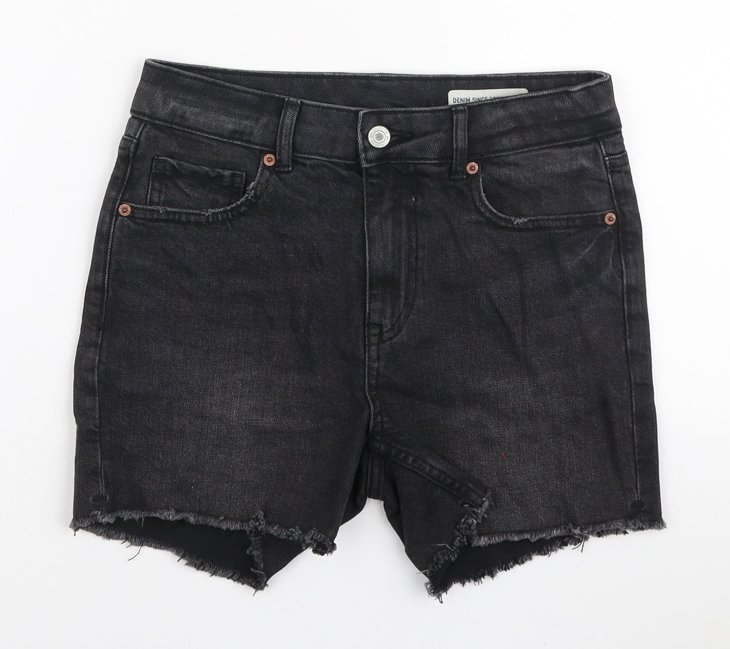 Marks and Spencer Womens Black Cotton Bermuda Shorts Size 6 L3 in Regular Zip