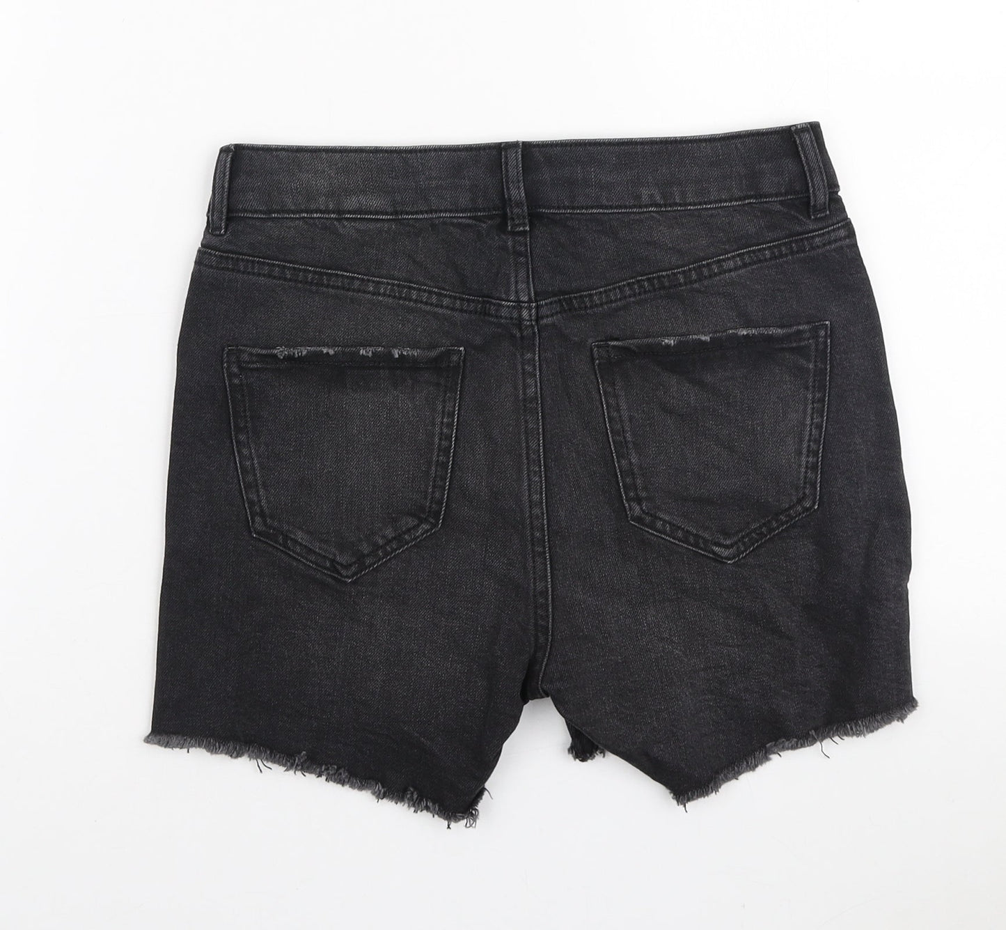 Marks and Spencer Womens Black Cotton Bermuda Shorts Size 6 L3 in Regular Zip