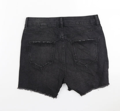 Marks and Spencer Womens Black Cotton Bermuda Shorts Size 6 L3 in Regular Zip